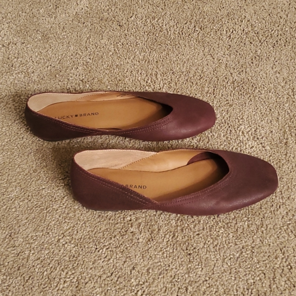 Lucky brand Maroon/deep wine leather top flats